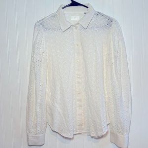 7 for all mankind white eyelet blouse